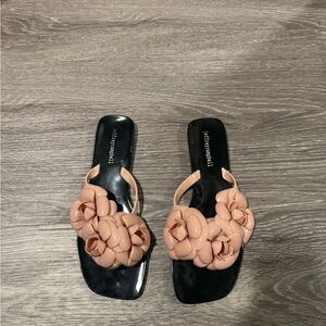 Jeffrey Campbell Black and Pink Floral Sandals